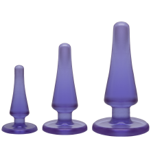 Набор анальных пробок Doc Johnson Crystal Jellies Anal - Purple, макс. диаметр 2см - 3см - 4см