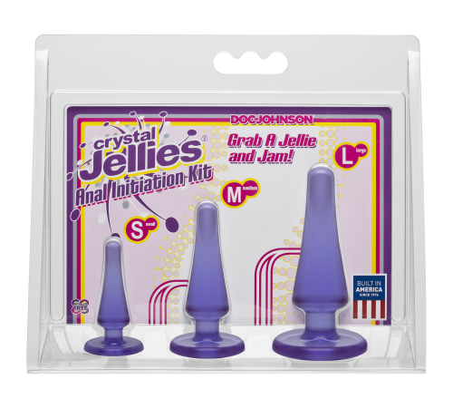 Набор анальных пробок Doc Johnson Crystal Jellies Anal - Purple, макс. диаметр 2см - 3см - 4см