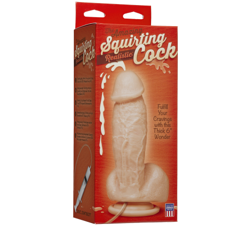 Кончающий фаллоимитатор Doc Johnson The Amazing Squirting Realistic Cock, ПВХ, диаметр 5,1см