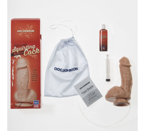 Кончающий фаллоимитатор Doc Johnson The Amazing Squirting Realistic Cock, ПВХ, диаметр 5,1см
