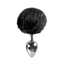 Металева анальна пробка L з чорним хвостиком