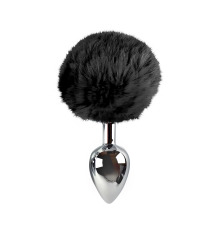 Металева анальна пробка L з чорним хвостиком