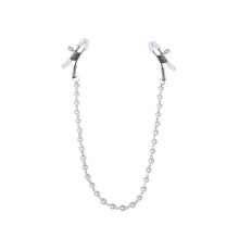 Зажимы для сосков с жемчугом Feral Feelings - Nipple clamps Pearls, серебро/белый