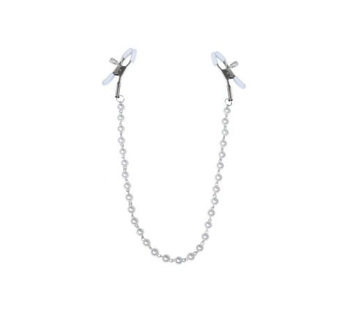 Зажимы для сосков с жемчугом Feral Feelings - Nipple clamps Pearls, серебро/белый