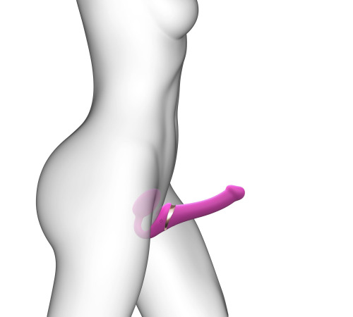 Безремневой вибрострапон с вакуумной стимуляцией Strap-On-Me MULTI ORGASM Fuchsia M, регулируемый