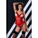 Корсет з відкритими грудьми CHERRY CORSET red XXL/3XL -Passion Exclusive, трусики, пажі, стрепи, оборки