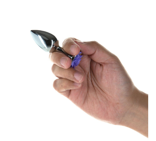 Металлическая анальная пробка Lux Active с розой - Rose Anal Plug - Purple, вибропуля в подарок