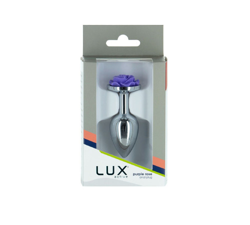 Металлическая анальная пробка Lux Active с розой - Rose Anal Plug - Purple, вибропуля в подарок