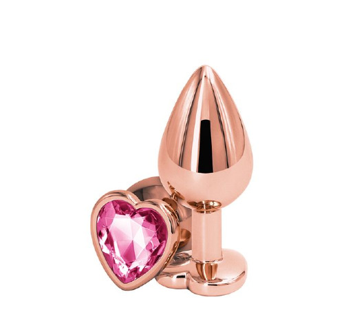 Анальна пробка REAR ASSETS ROSE GOLD HEART PINK, M
