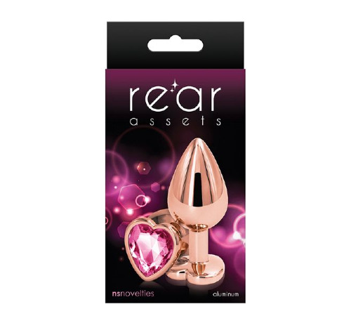 Анальна пробка REAR ASSETS ROSE GOLD HEART PINK, M