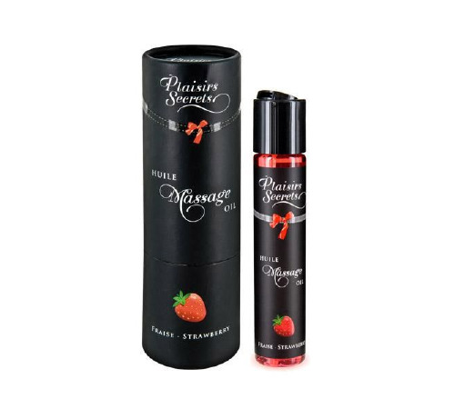 Массажное масло Plaisirs Secrets Strawberry (59 мл) с афродизиаками, съедобное, подарочная упаковка