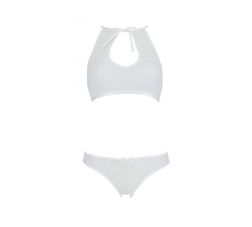 Комплект: бра, трусики з ажурним декором та відкритим кроком Ursula Set white XXL/XXXL — Passion
