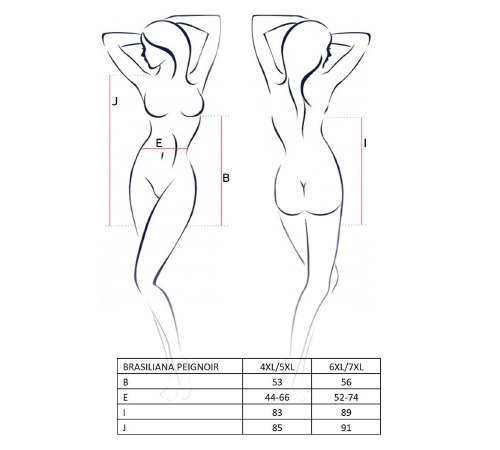 Прозрачный пеньюар BRASILIANA PEIGNOIR black 4XL/5XL - Passion, трусики