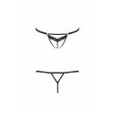 Откровенные трусики-стрепы с кружевом SOLON THONG black L/XL - Passion Exclusive