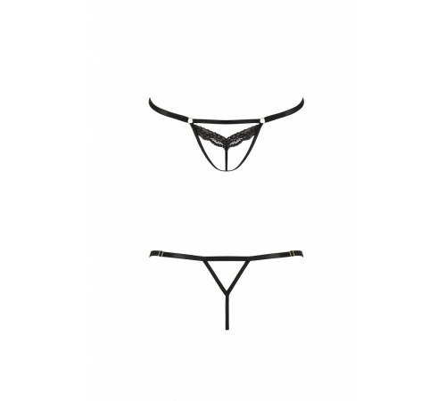 Откровенные трусики-стрепы с кружевом SOLON THONG black L/XL - Passion Exclusive