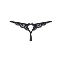 Кружевные танга с двумя отверстиями Obsessive 831-THC-1 crotchless thong L/XL, черные, бантики