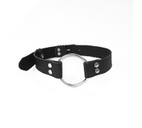 Кляп Металеве кільце із натуральної шкіри Art of Sex - Gag Ring Metal, колір Чорний