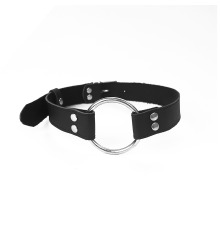 Кляп Металлическое кольцо из натуральной кожи Art of Sex - Gag Ring Metal, цвет Черный