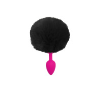 Силиконовая анальная пробка S Розовая с Черным хвостиком