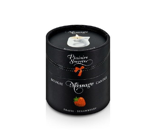 Масажна свічка Plaisirs Secrets Strawberry (80 мл) подарункова упаковка, керамічна посудина
