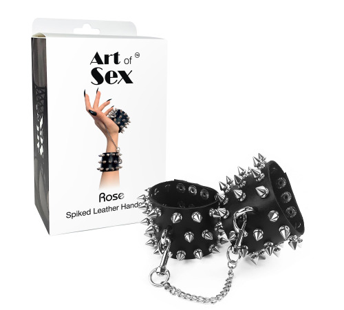 Наручники с шипами, кожа Art of Sex - Rose Spiked Leather Handcuffs