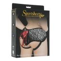 Труси для страпона Sportsheets - SizePlus Grey(amp)Black Lace Corsette, широкий пояс, бант, мереживо