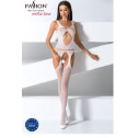 Бодистокинг Passion BS057 white, комбинезон, имитация чулок и пояса