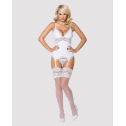 Сатиновый кружевной корсет Obsessive 810-COR-2 babydoll & thong L/XL, белый, корсет, танга
