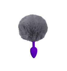 Силіконова анальна пробка S Бузкова з Сірим хвостиком