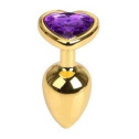 Анальна пробка Gold Metal Heart Dark Violet, S