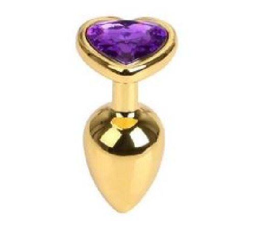 Анальна пробка Gold Metal Heart Dark Violet, S
