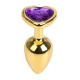 Анальна пробка Gold Metal Heart Dark Violet, S