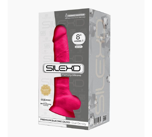 Фалоімітатор SilexD Vetus Pink (MODEL 1 size 8in), двошаровий, силікон + Silexpan, діаметр 4,2см
