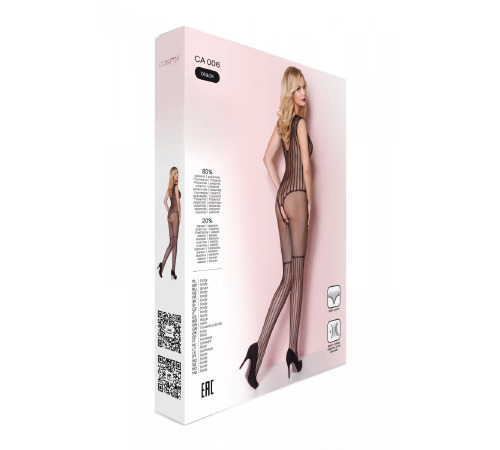 Сітчастий чорний бодістокінг з малюнком боді та гетр Casmir CA006