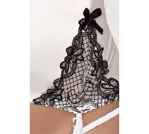 Корсет с пажами BRASILIANA CORSET white S/M - Passion Exclusive, стринги