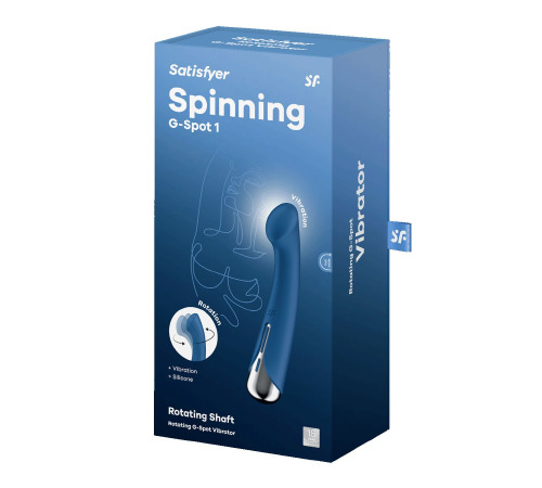 Вибратор с ротацией Satisfyer Spinning G-Spot 1 Blue, плоская площадка для стимуляции точки G