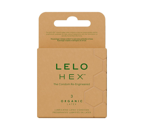 Презервативы LELO HEX Condoms Organic 3 Pack, тонкие и суперпрочные