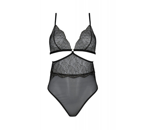 Боди Passion Amberly Body 6XL/7XL black, ассиметричный крой, кружевной лиф, золотая нить