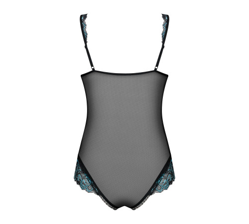 Сетчатое боди на косточках Obsessive Amanta teddy L/XL, черное, с доступом