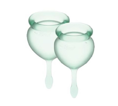 Набор менструальных чаш Satisfyer Feel Good (light green), 15мл и 20мл, мешочек для хранения