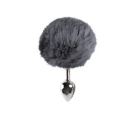 Металева анальна пробка S з сірим хвостиком