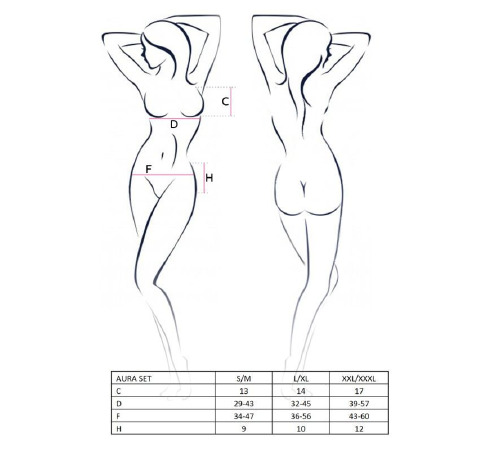 Комплект белья AURA SET black S/M - Passion: лиф, пояс для чулок, стринги