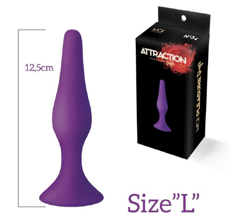Анальна пробка з присоскою MAI Attraction Toys №34 Purple, довжина 12,5см, діаметр 3,2 см