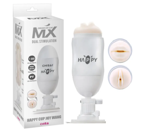 Вагіна в колбі з присоскою та вібрацією Chisa MX Dual Stimulation