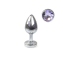 Металлическая анальная пробка S с Светло фиолетовым кристаллом , длина 7см, диаметр 2,8см