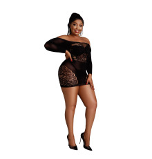 Платье-бодистокинг Moonlight Plus Model 07 XL-XXXL Black, длинный рукав