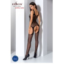 Бодистокинг Passion BS057 black, комбинезон, имитация чулок и пояса