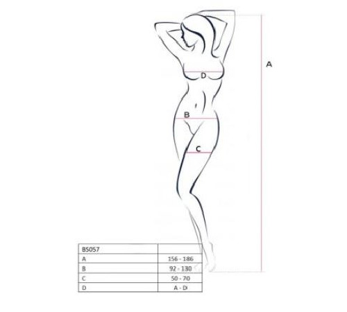 Бодістокінг Passion BS057 black, комбінезон, імітація панчох і пояса