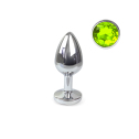 Металлическая анальная пробка L с Оливковым кристаллом , длина 9см, диаметр 4см