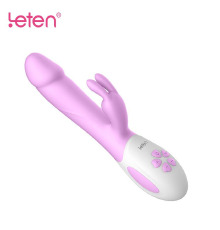 Вибратор-кролик с массирующим стволом и подогревом Leten Alina Purple, два мотора